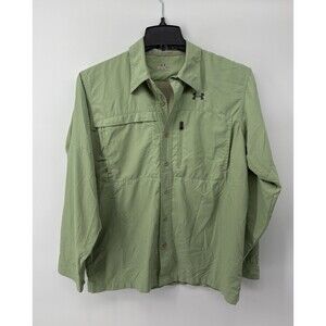 Under Armour Men’s Green Fishing Long Sleeve Button Up Shirt AllSeasonGear Med
